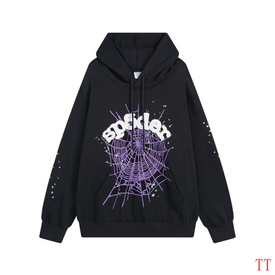 EM Sneakers Sp5der Hoodie & Sweatpant Set Web Black and Purple 02