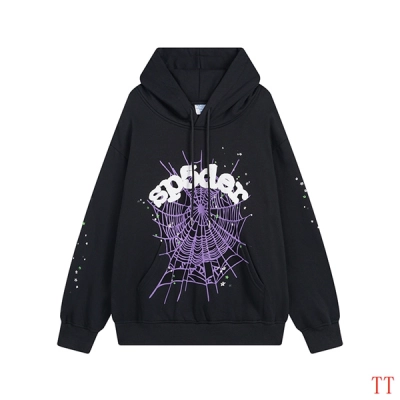 EM Sneakers Sp5der Hoodie & Sweatpant Set Web Black and Purple 02