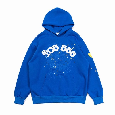 EM Sneakers Sp5der Hoodie & Sweatpant Set Web Print Gothic TC5 Blue 02