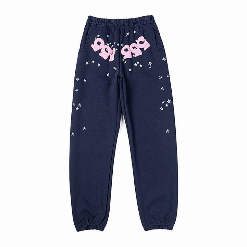 EM Sneakers Sp5der Hoodie & Sweatpant Set Worldwide 555 Angel Number Navy Blue
