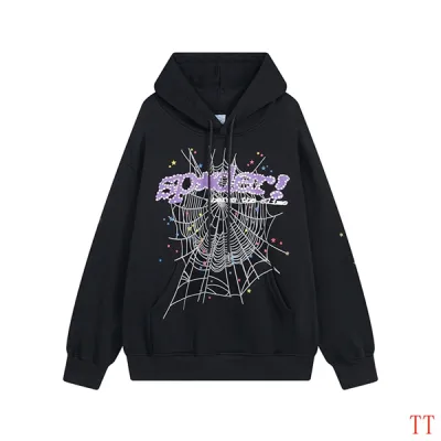 EM Sneakers Sp5der Hoodie & Sweatpant Set Young Thug Web Black and Purple 02