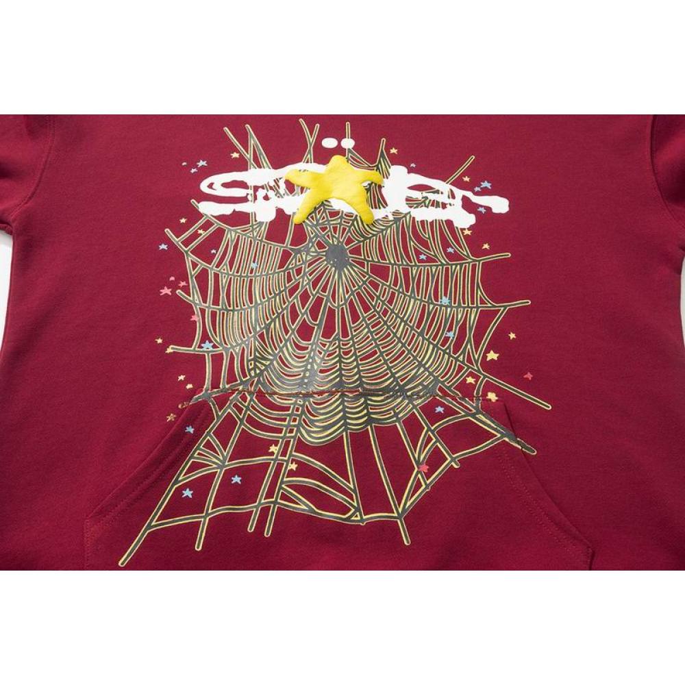 EM Sneakers Sp5der Logo Hoodie Maroon