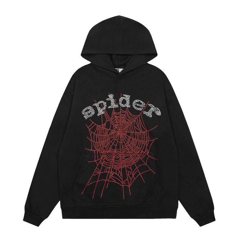 EM Sneakers Sp5der OG Rhinestone Logo Hoodie Black