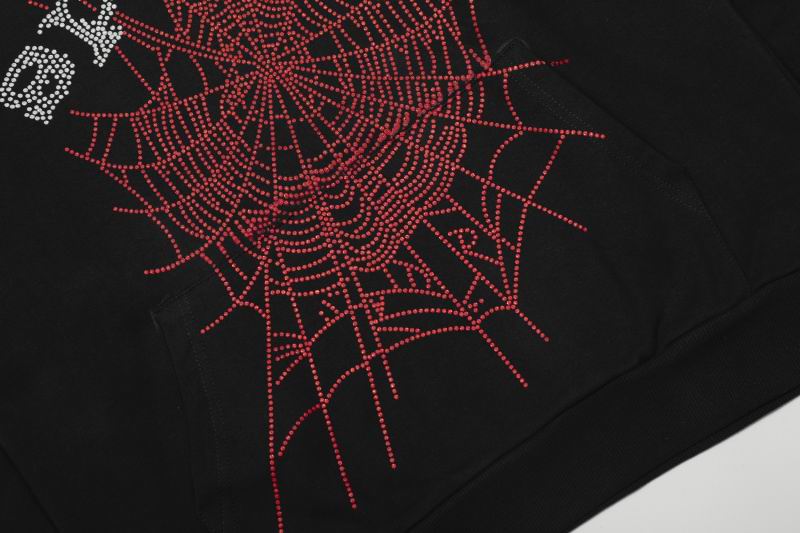 EM Sneakers Sp5der OG Rhinestone Logo Hoodie Black