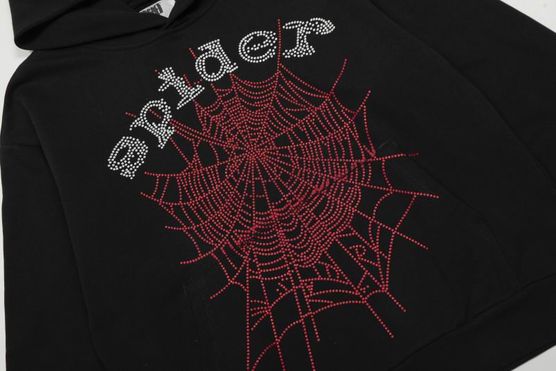 EM Sneakers Sp5der OG Rhinestone Logo Hoodie Black