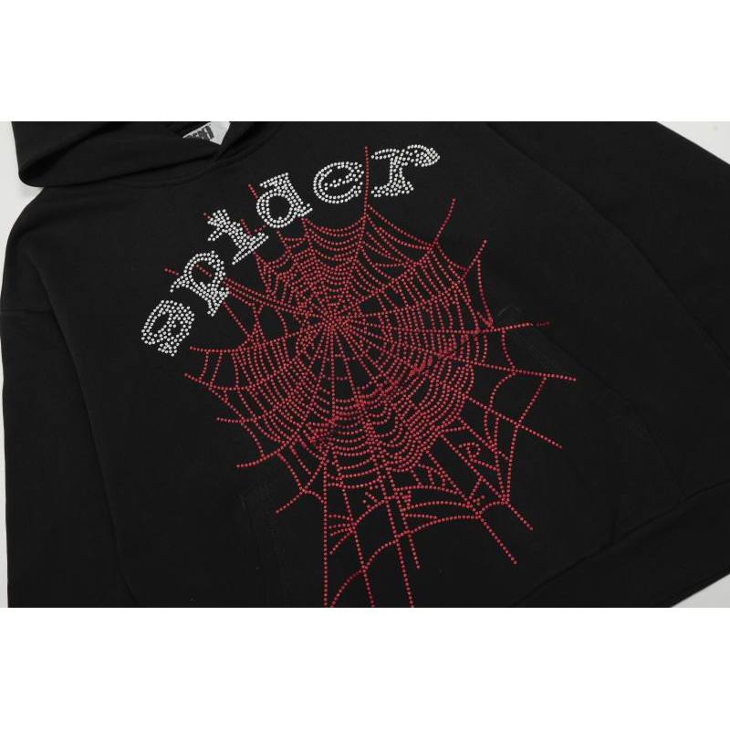 EM Sneakers Sp5der OG Rhinestone Logo Hoodie Black