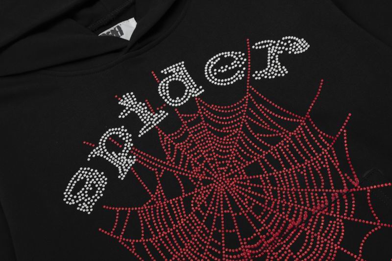 EM Sneakers Sp5der OG Rhinestone Logo Hoodie Black