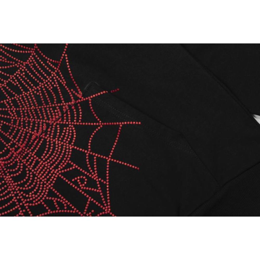 EM Sneakers Sp5der OG Rhinestone Logo Hoodie Black