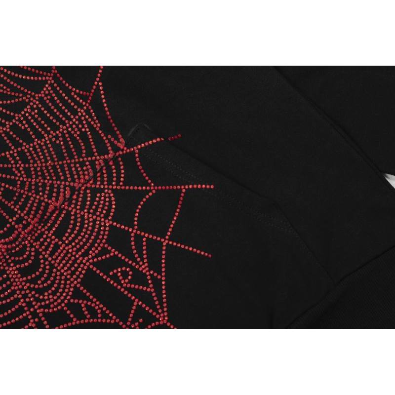 EM Sneakers Sp5der OG Rhinestone Logo Hoodie Black