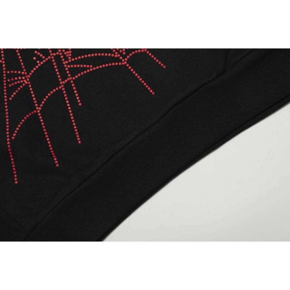 EM Sneakers Sp5der OG Rhinestone Logo Hoodie Black
