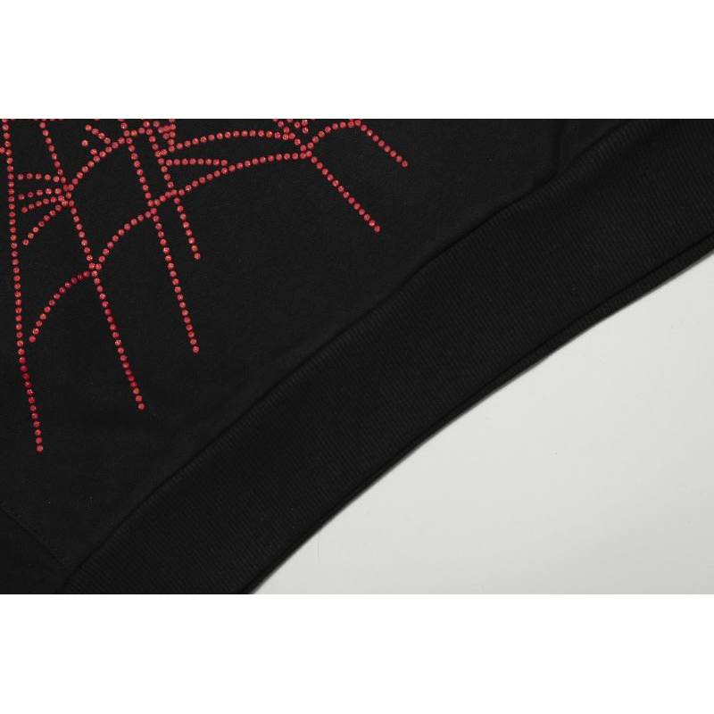 EM Sneakers Sp5der OG Rhinestone Logo Hoodie Black