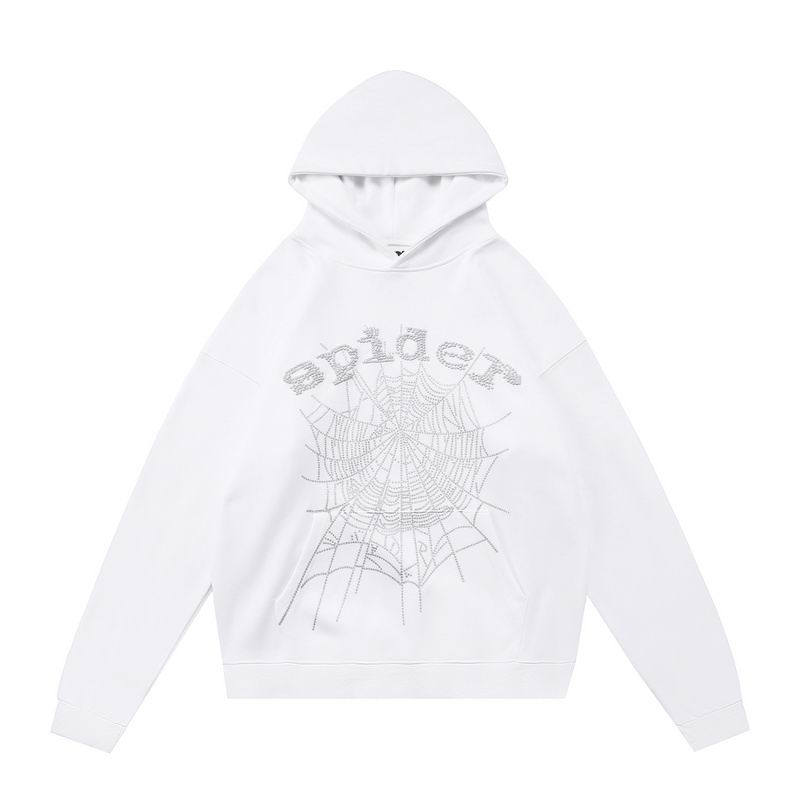 EM Sneakers Sp5der OG Rhinestone Logo Hoodie White