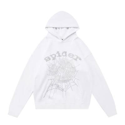 EM Sneakers Sp5der OG Rhinestone Logo Hoodie White 01