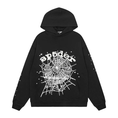 EM Sneakers Sp5der Worldwide Black OG Web Hoodie 01