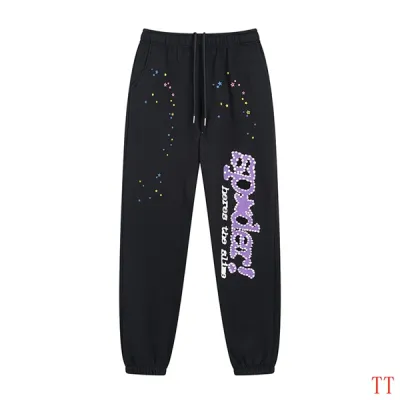 EM Sneakers Sp5der Young Thug Sweatpant Black and Purple 01