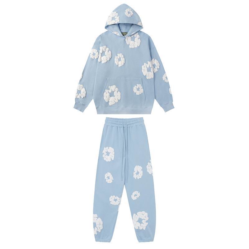 EM Sneakers Denim Tears Hoodie & Sweatpant Sets Cotton Wreath Royal Baby Blue