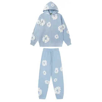 EM Sneakers Denim Tears Hoodie & Sweatpant Sets Cotton Wreath Royal Baby Blue 01
