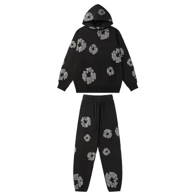 EM Sneakers Denim Tears Hoodie & Sweatpant Sets Cotton Wreath Royal Black Monochrome 01