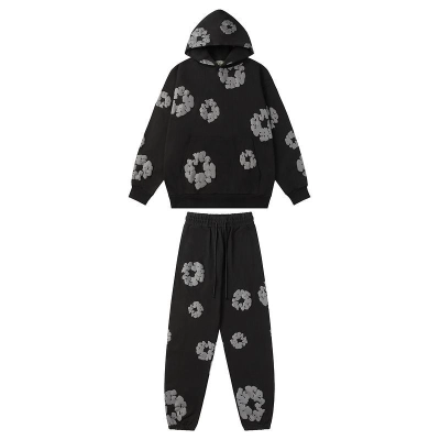 EM Sneakers Denim Tears Hoodie & Sweatpant Sets Cotton Wreath Royal Black Monochrome 01