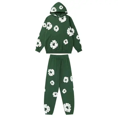 EM Sneakers Denim Tears Hoodie & Sweatpant Sets Cotton Wreath Royal Green 01