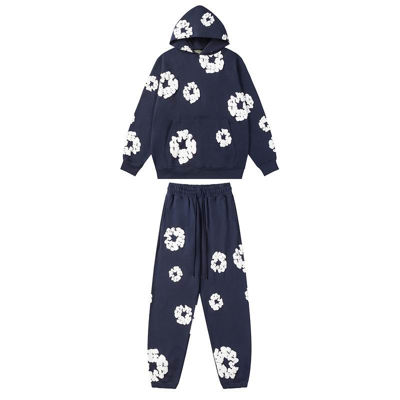 EM Sneakers Denim Tears Hoodie & Sweatpant Sets Cotton Wreath Royal Navy