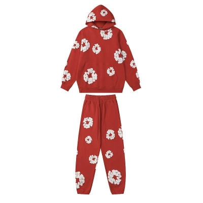 EM Sneakers Denim Tears Hoodie & Sweatpant Sets Cotton Wreath Royal Red 01