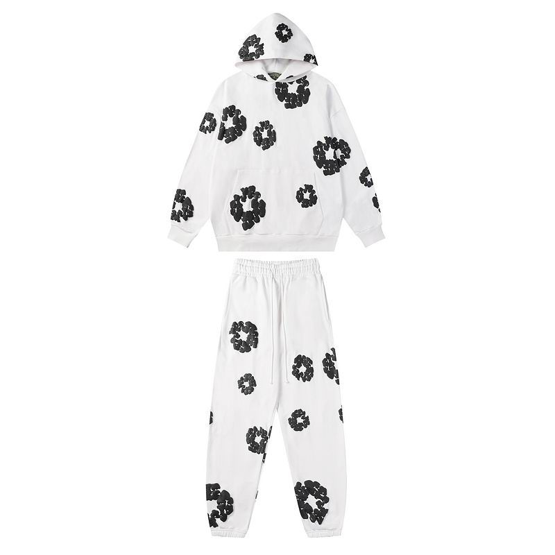 EM Sneakers Denim Tears Hoodie & Sweatpant Sets Cotton Wreath Royal White and Black Flower