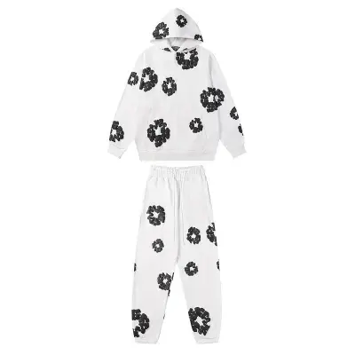 EM Sneakers Denim Tears Hoodie & Sweatpant Sets Cotton Wreath Royal White and Black Flower 01