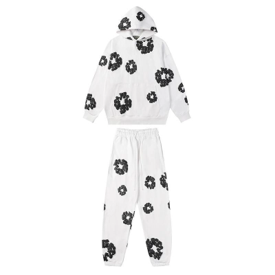 EM Sneakers Denim Tears Hoodie & Sweatpant Sets Cotton Wreath Royal White and Black Flower 01