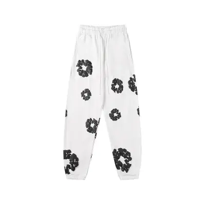 EM Sneakers Denim Tears The Cotton Wreath Sweatpants White and Black Flower 01