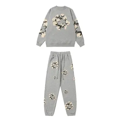 EM Sneakers Denim Tears x CPFM Cactus Tears Crewneck Sweatshirt & Sweatpant Sets Gray 01