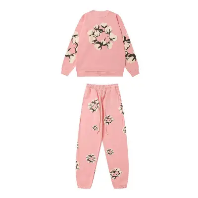 EM Sneakers Denim Tears x CPFM Cactus Tears Crewneck Sweatshirt & Sweatpant Sets Pink 01