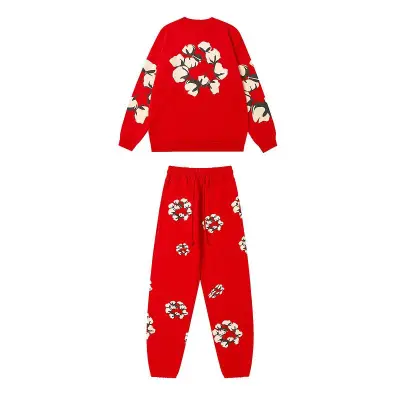 EM Sneakers Denim Tears x CPFM Cactus Tears Crewneck Sweatshirt & Sweatpant Sets Red 01