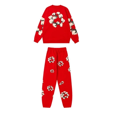 EM Sneakers Denim Tears x CPFM Cactus Tears Crewneck Sweatshirt & Sweatpant Sets Red 01