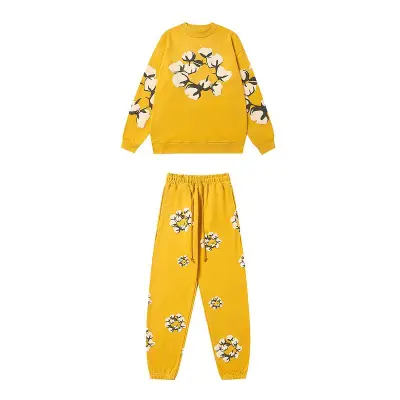 EM Sneakers Denim Tears x CPFM Cactus Tears Crewneck Sweatshirt & Sweatpant Sets Yellow 01