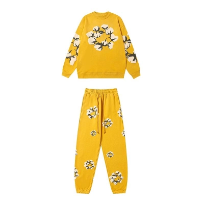 EM Sneakers Denim Tears x CPFM Cactus Tears Crewneck Sweatshirt & Sweatpant Sets Yellow 01