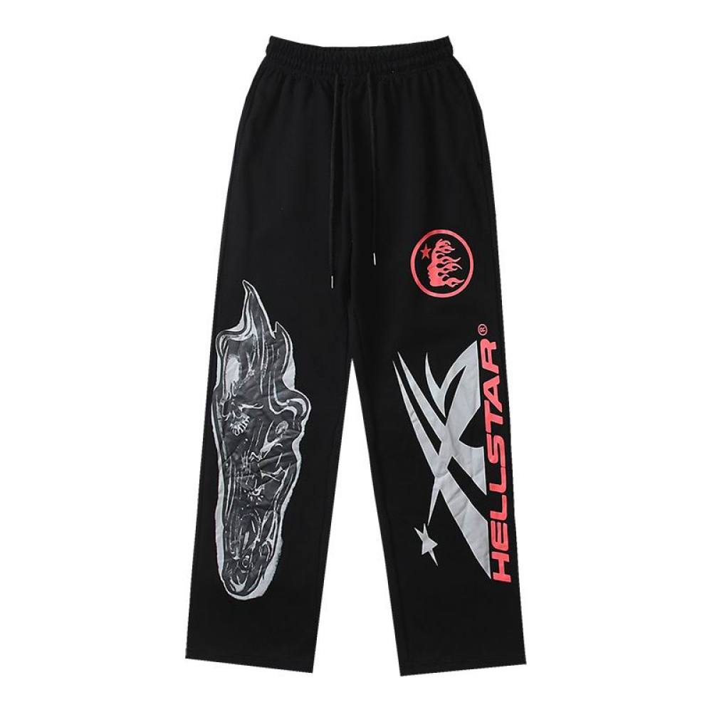 EM Sneakers Airbrushed Skull Flare Sweatpants Black Multi