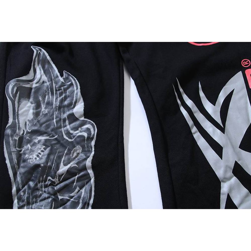 EM Sneakers Airbrushed Skull Flare Sweatpants Black Multi