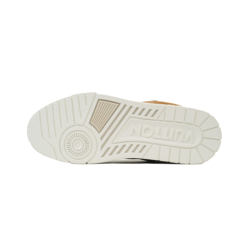 EM Sneakers Louis Vuitton LV Trainer Brown Skin With White Background