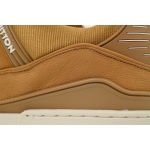 EM Sneakers Louis Vuitton LV Trainer Brown Skin With White Background