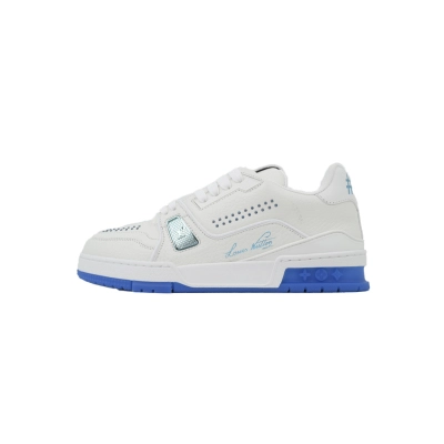 EM Sneakers Louis Vuitton LV Trainer Sea Blue Rivet 01