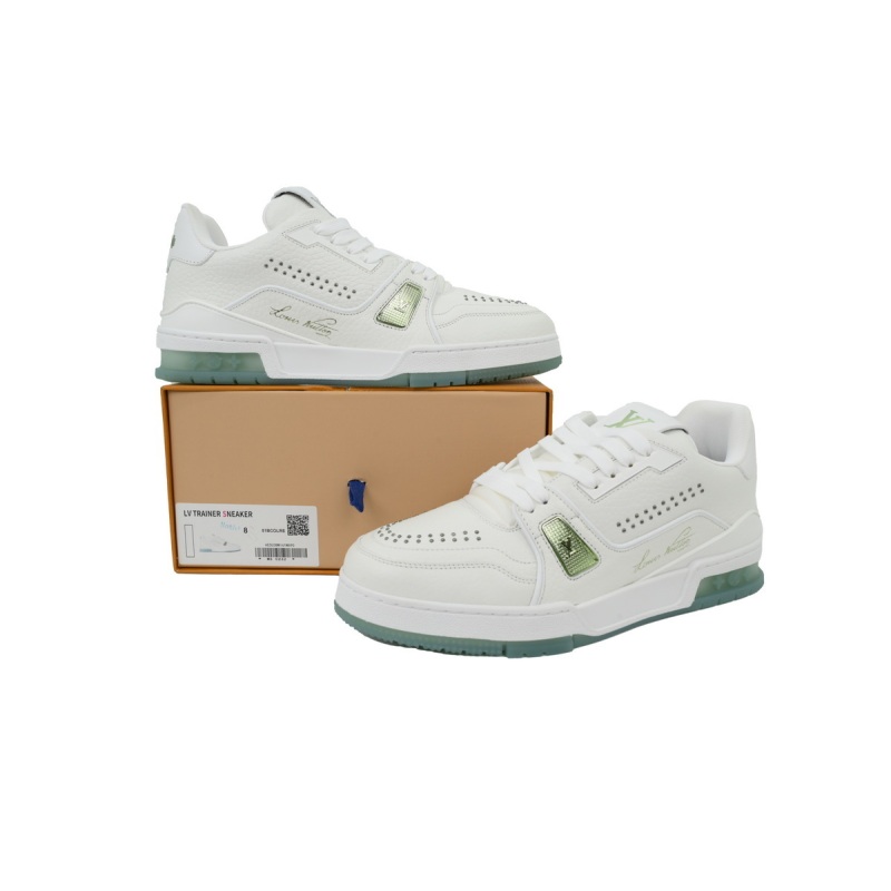 EM Sneakers Louis Vuitton LV Trainer White Green Rivets