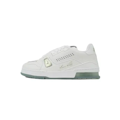 EM Sneakers Louis Vuitton LV Trainer White Green Rivets 01