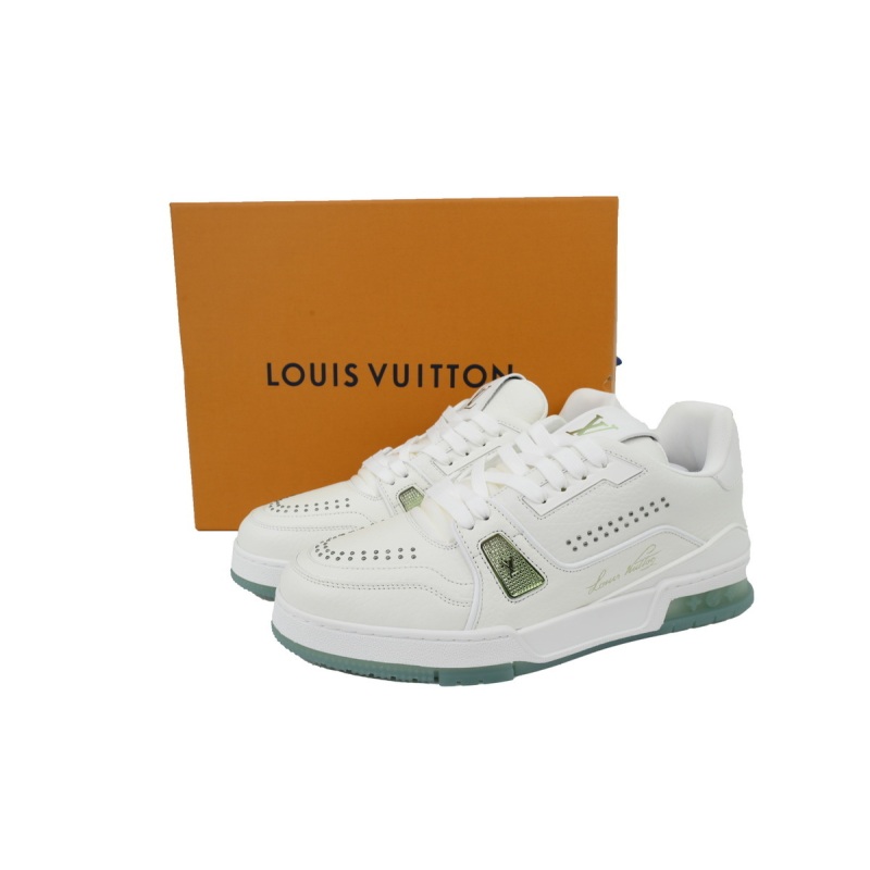 EM Sneakers Louis Vuitton LV Trainer White Green Rivets