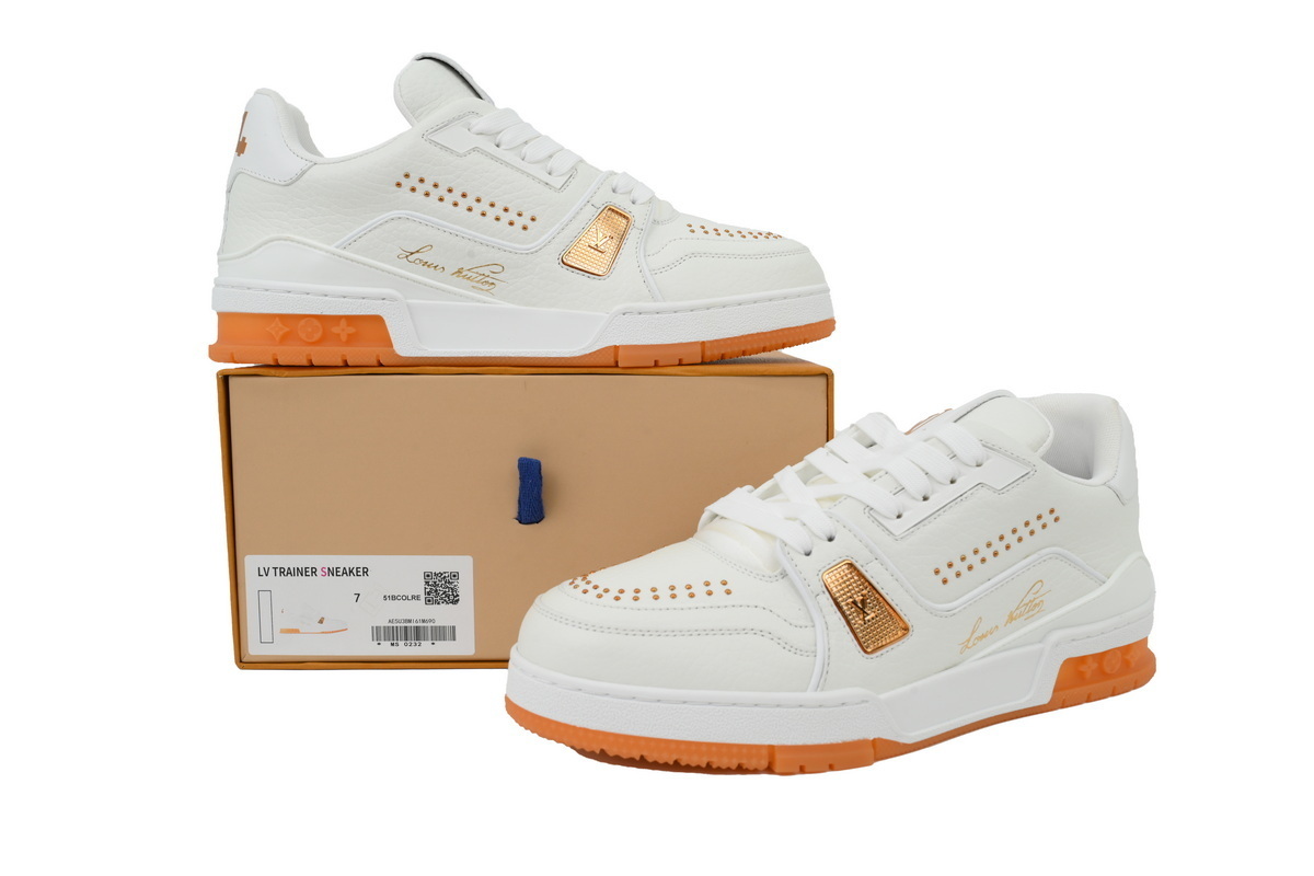 EM Sneakers Louis Vuitton LV Trainer White Orange Rivet