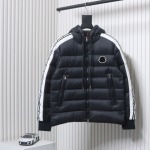 EM Sneakers Moncler Stellaire Hooded Black and White Colorblock Down Jacket