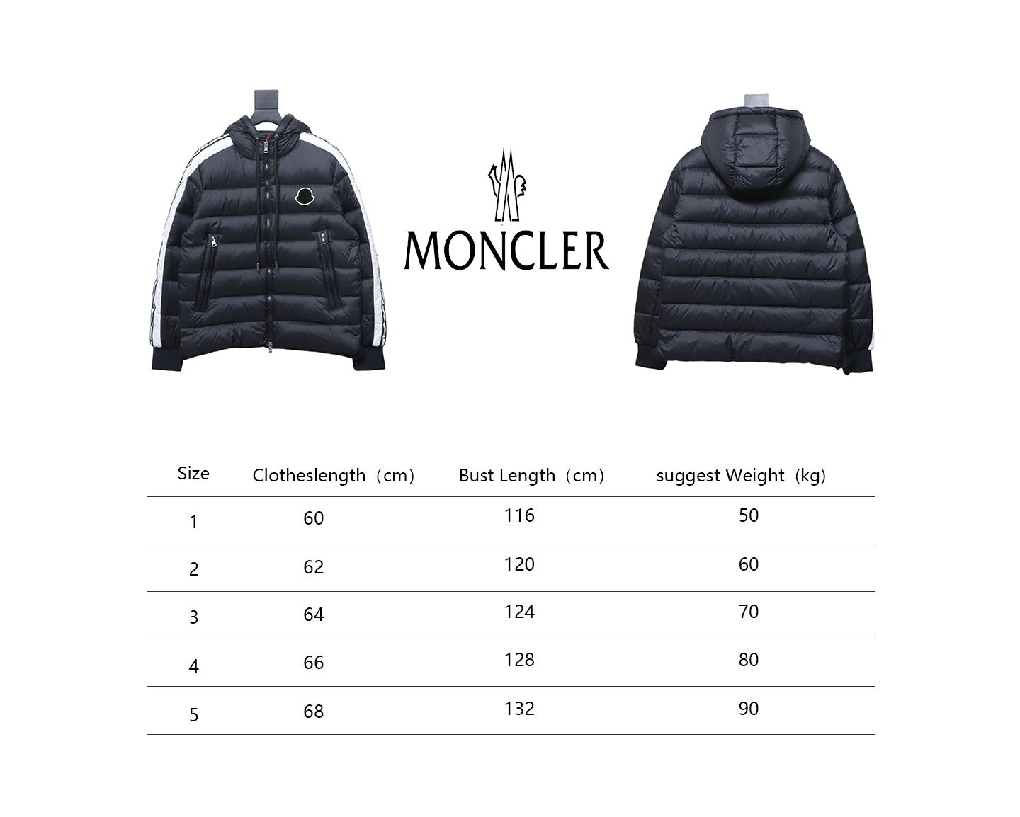EM Sneakers Moncler Stellaire Hooded Black and White Colorblock Down Jacket