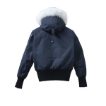 EM Sneakers Moose Knuckles Cloud Bomber Navy Jacket with Detachable Hood and Shearling Trim In Milkyway