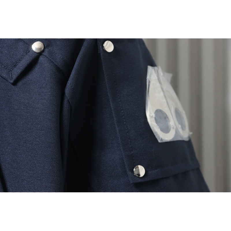 EM Sneakers Moose Knuckles Cloud Bomber Navy Jacket with Detachable Hood and Shearling Trim In Milkyway