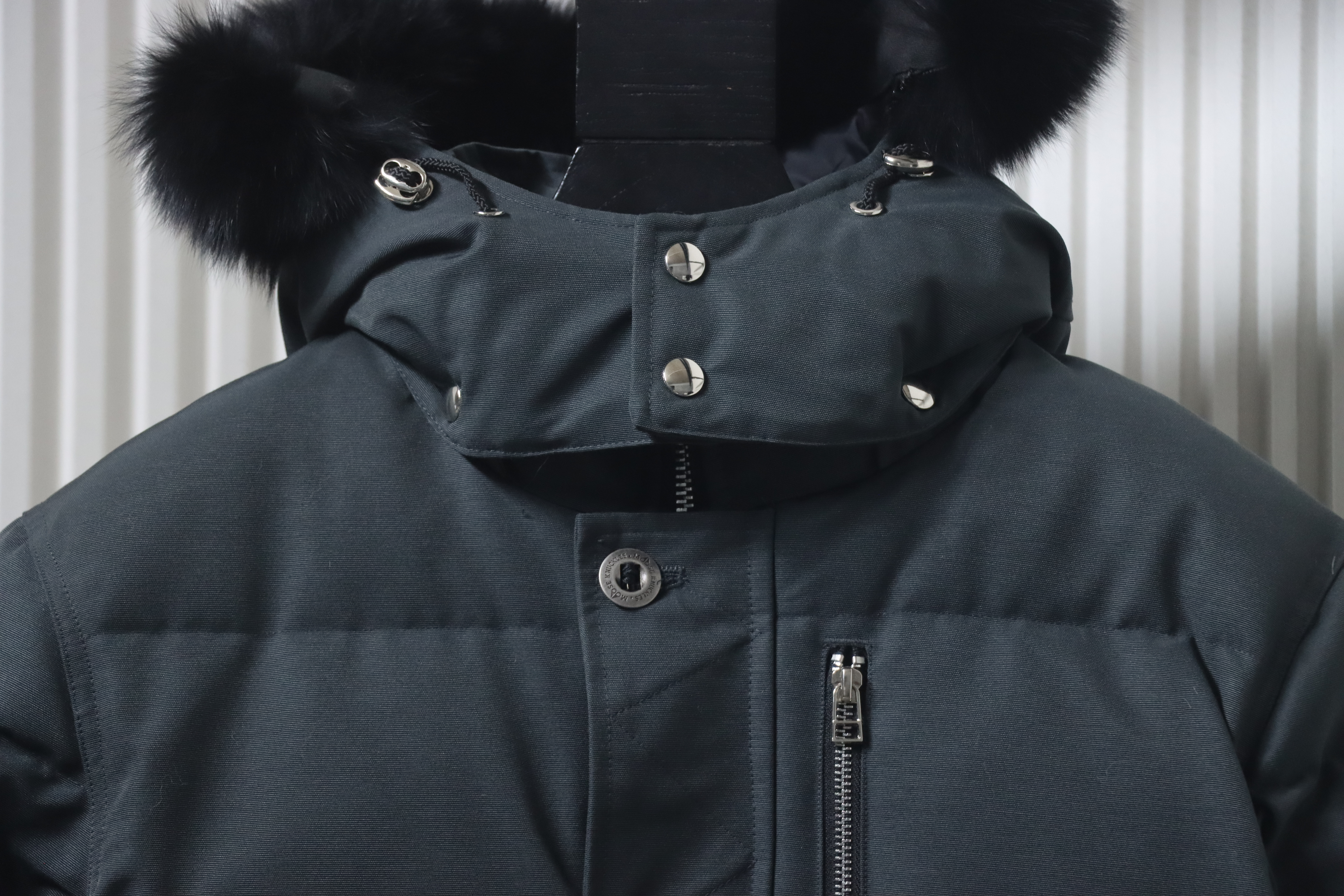 EM Sneakers Moose Knuckles Original 3Q Fur Jacket Dark Gray with Black Fur Collar (NFC)(Men's / Women's)